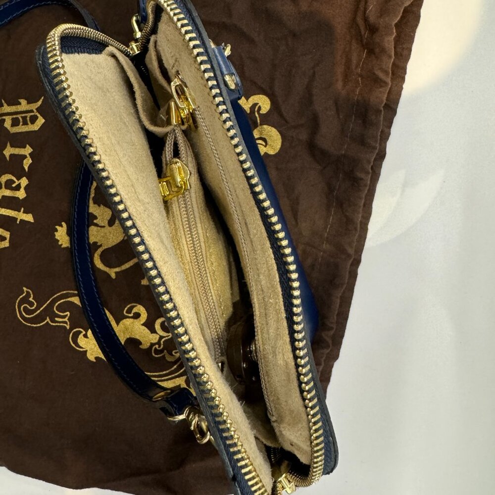 Pratesi Firenze Leather Handbag Crossbody RIch Navy Blue *Brand NEW with tags - Picture 5 of 6